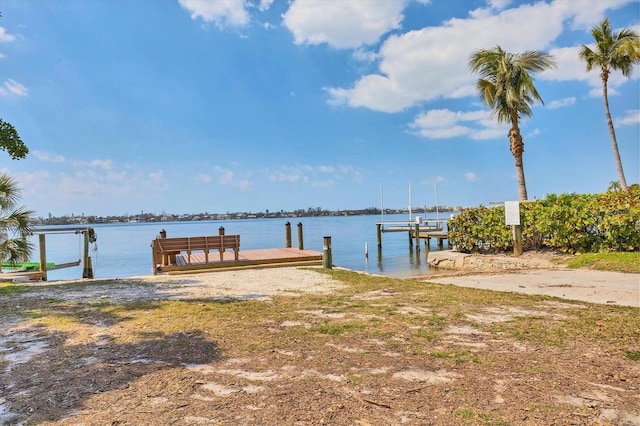 view of dock featuring a water view