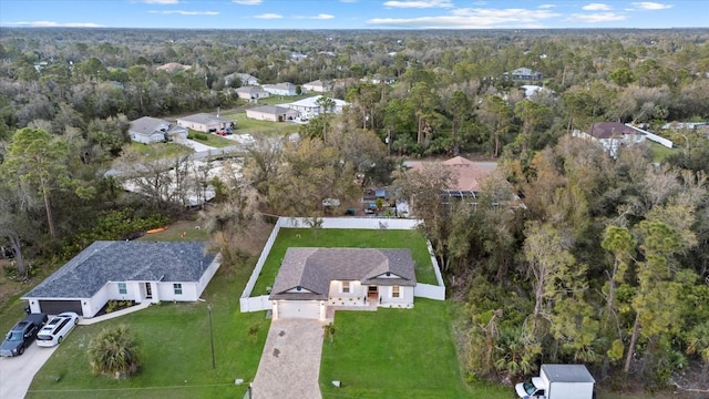 drone / aerial view with a forest view