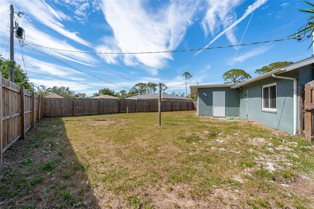 view of yard featuring a fenced backyard