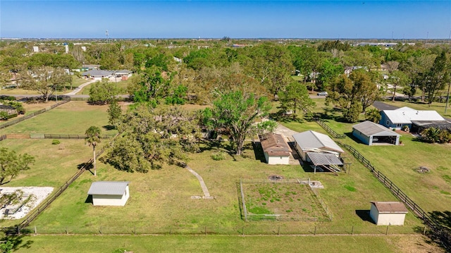 birds eye view of property featuring a rural view