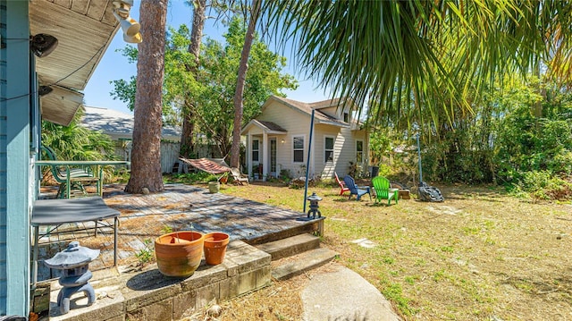 view of yard featuring fence