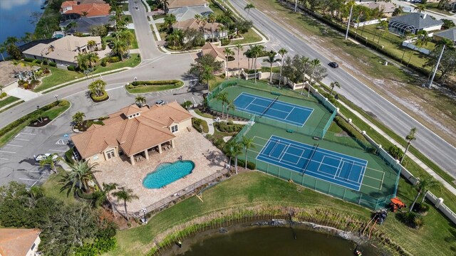 drone / aerial view with a residential view