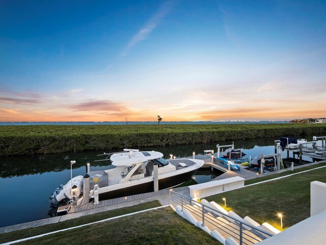 dock area featuring a water view