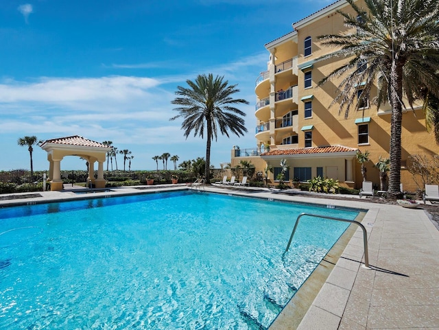 pool featuring a gazebo