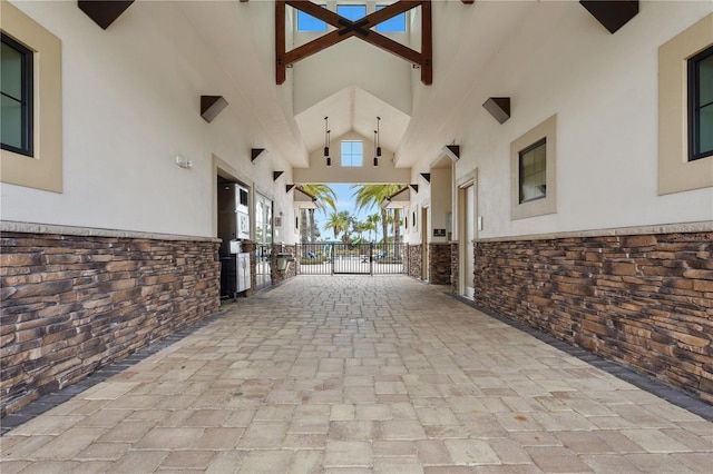 view of patio featuring a gate