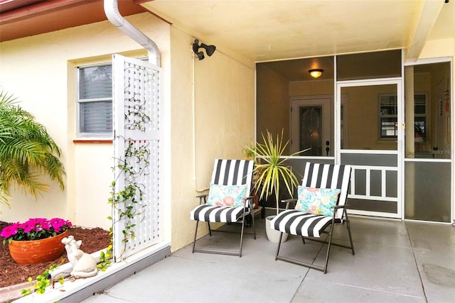 exterior space with stucco siding