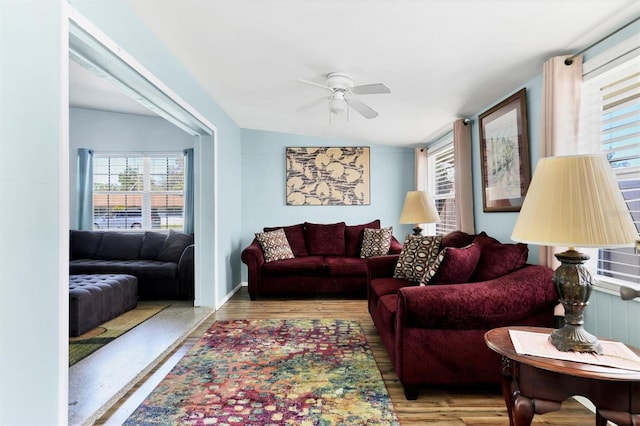 2564 Wood St, Sarasota, FL 34237 - living area with ceiling fan and wood finished floors