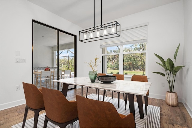 dining room featuring baseboards and wood finished floors