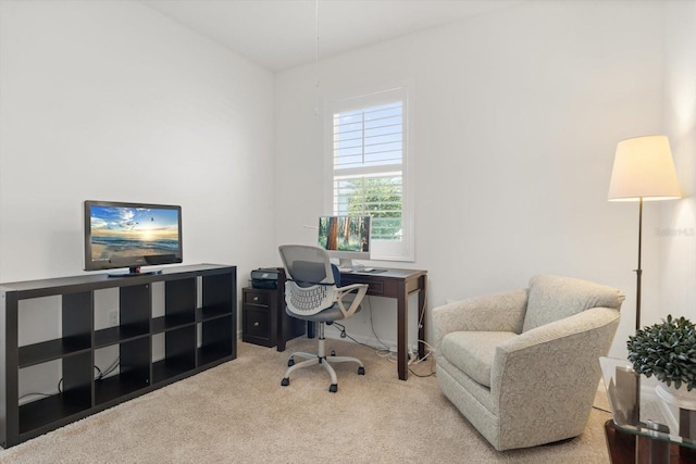 view of carpeted office space