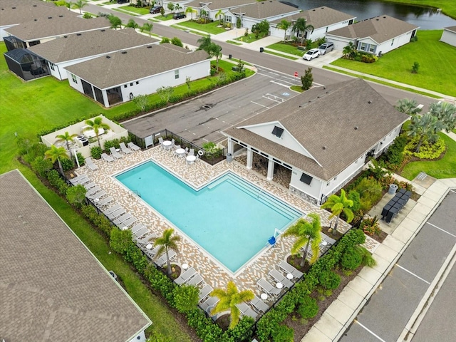 drone / aerial view featuring a residential view