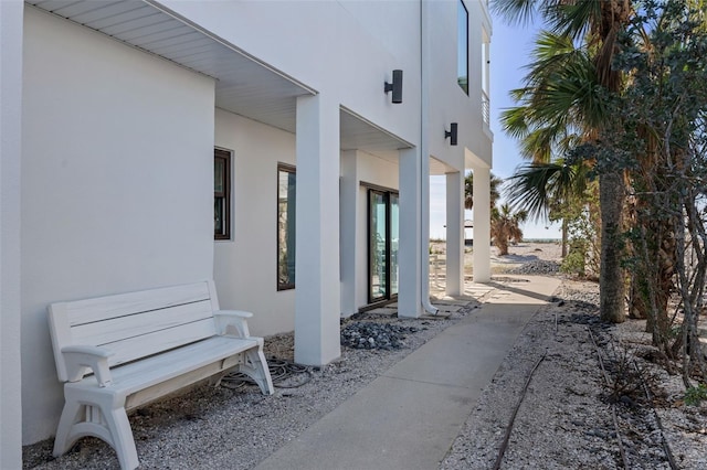 exterior space with stucco siding