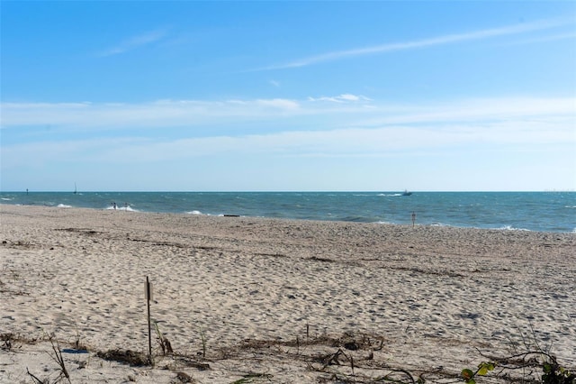 view of water feature with a view of the beach