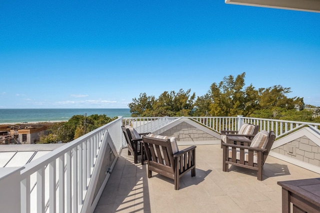 view of patio / terrace with a water view