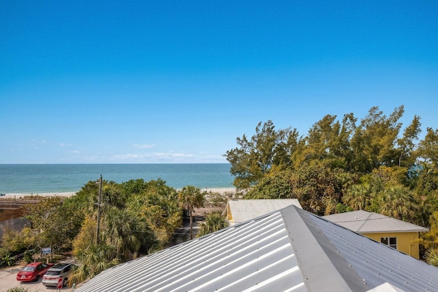 property view of water featuring a view of the beach