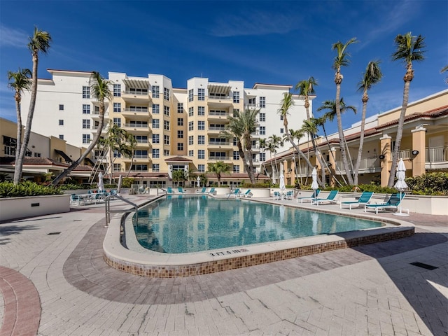 pool with a patio area