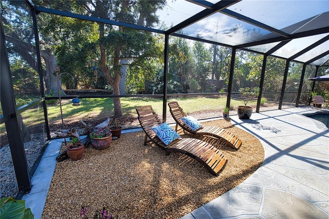 view of patio / terrace with a lanai