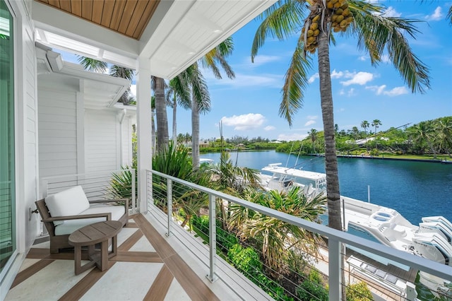 balcony with a water view