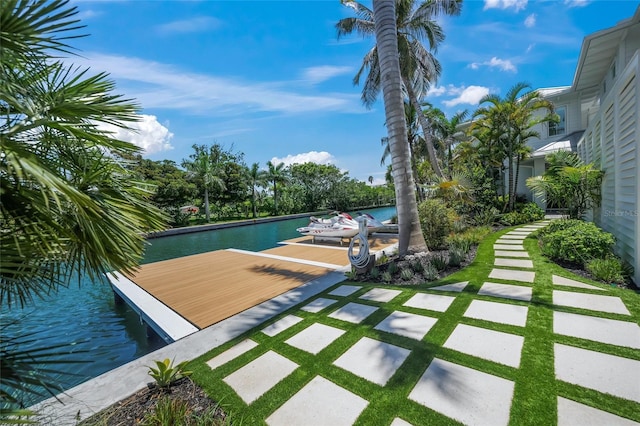 view of pool featuring a water view