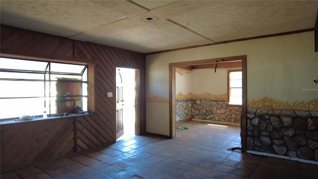 interior space with wood walls