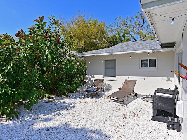 back of property with roof with shingles