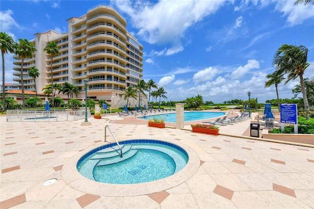 pool with a patio