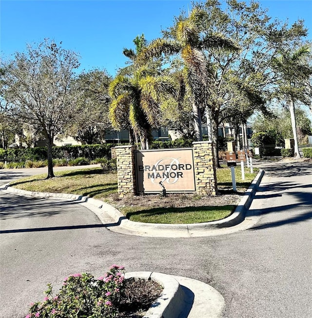 view of community sign