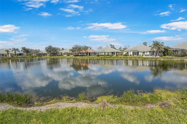 view of water feature with a residential view