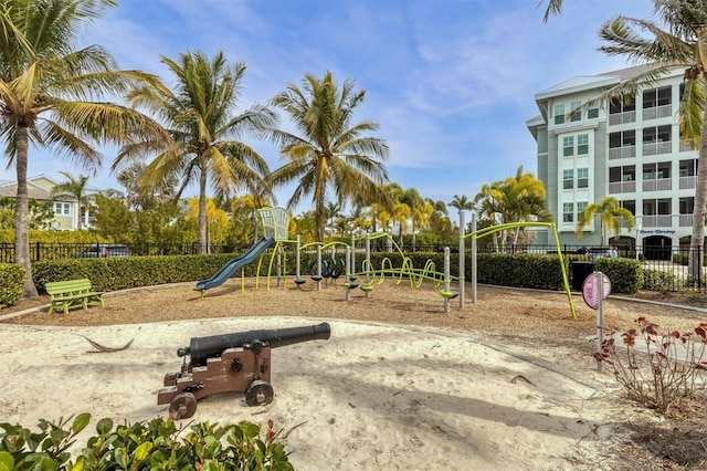 communal playground with fence