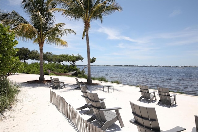 view of property's community with a water view