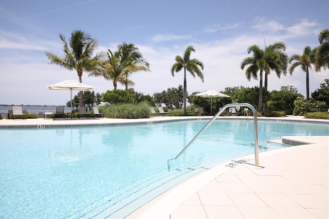 pool featuring a patio area