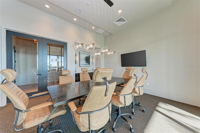 995 Waterline Ct, Sarasota, FL 34240 - office with carpet, french doors, recessed lighting, visible vents, and baseboards