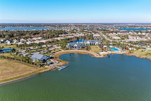 995 Waterline Ct, Sarasota, FL 34240 - drone / aerial view with a water view and a residential view