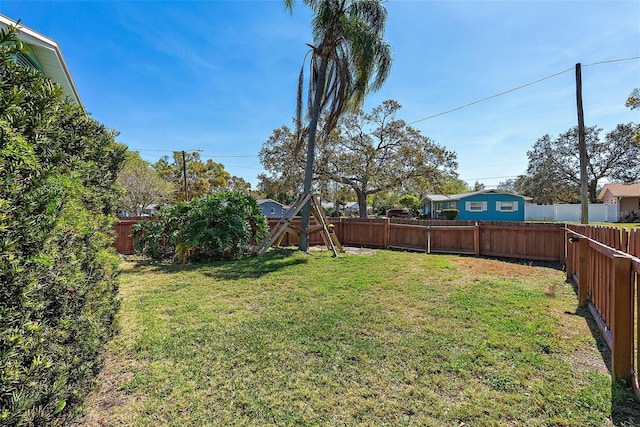 view of yard featuring a fenced backyard