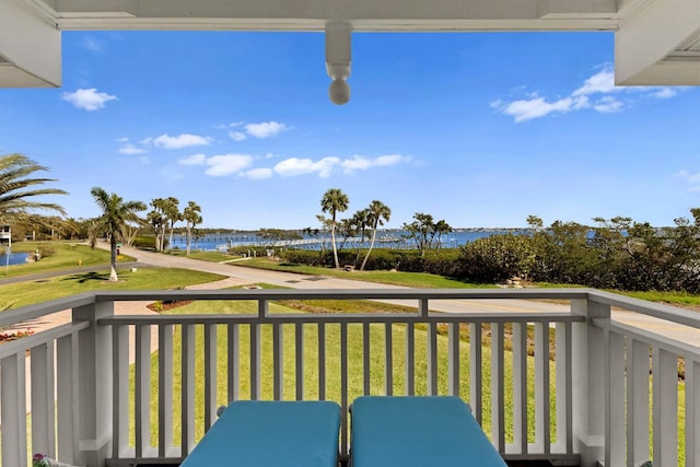 balcony with a water view