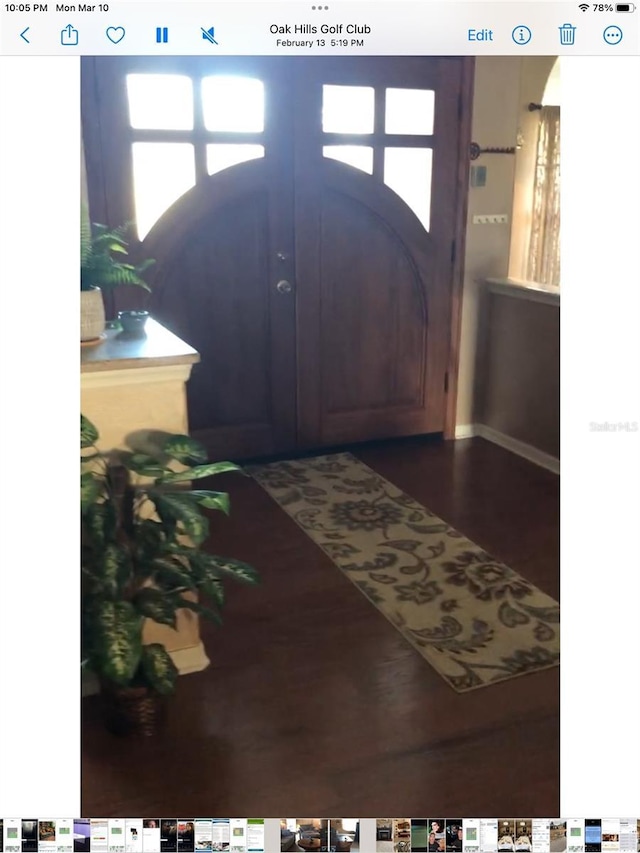 entryway featuring french doors