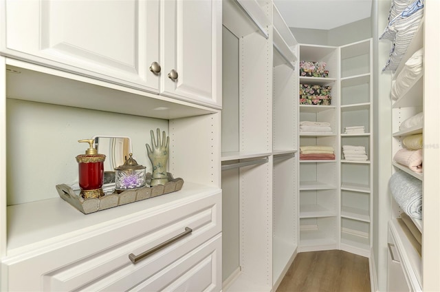 walk in closet featuring light wood-style floors