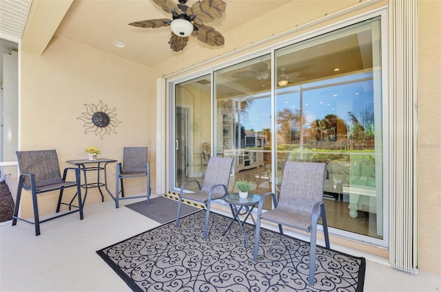 view of patio / terrace with a ceiling fan