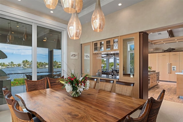 dining area featuring recessed lighting