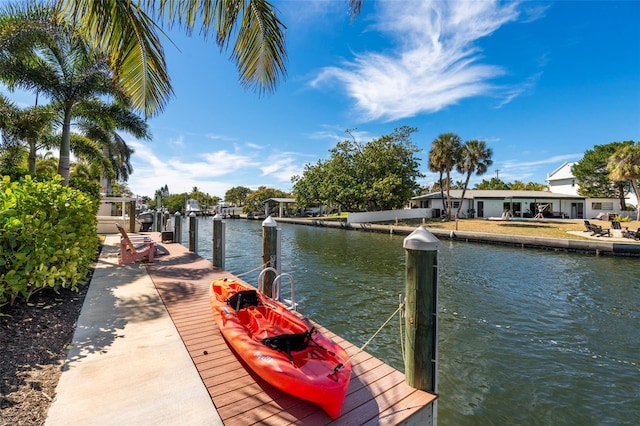 dock area featuring a water view