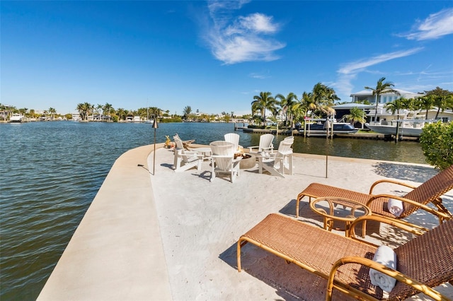 dock area featuring a water view