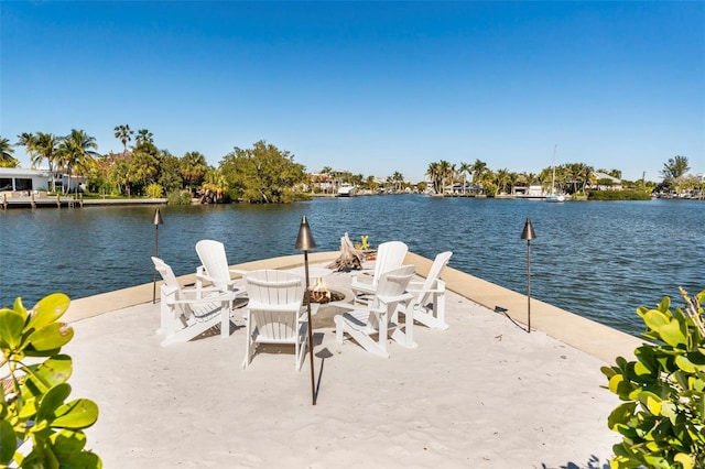 view of dock featuring a water view