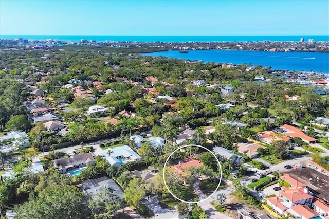 1610 S Lake Shore Dr, Sarasota, FL 34231 - birds eye view of property featuring a water view