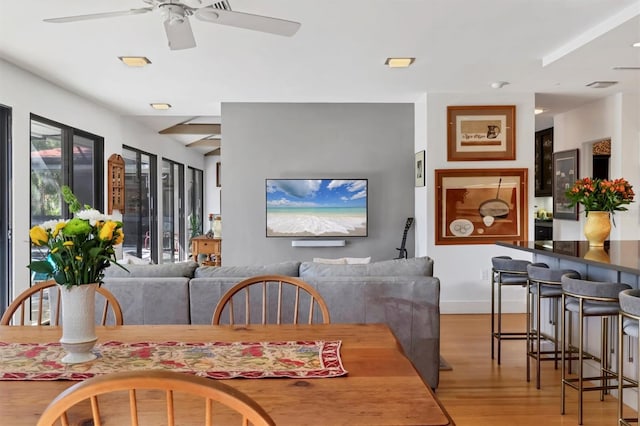 1610 S Lake Shore Dr, Sarasota, FL 34231 - dining room featuring wood finished floors and a ceiling fan
