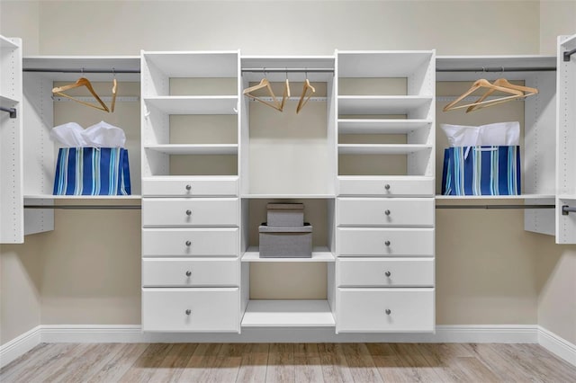 walk in closet featuring wood finished floors