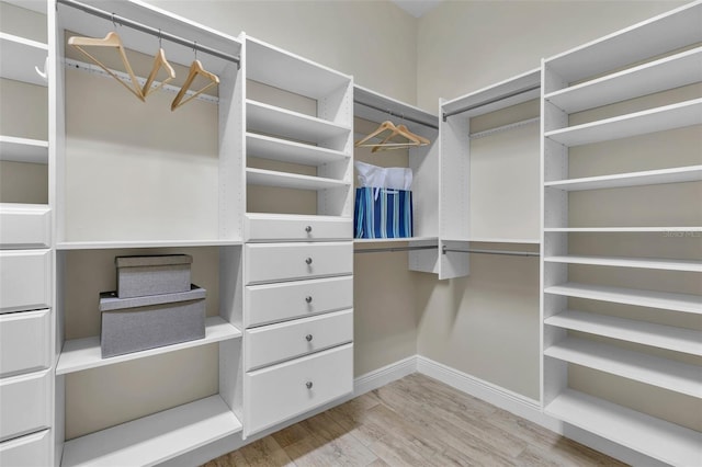 walk in closet featuring light wood-style floors