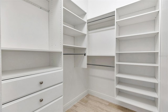 spacious closet featuring light wood-type flooring