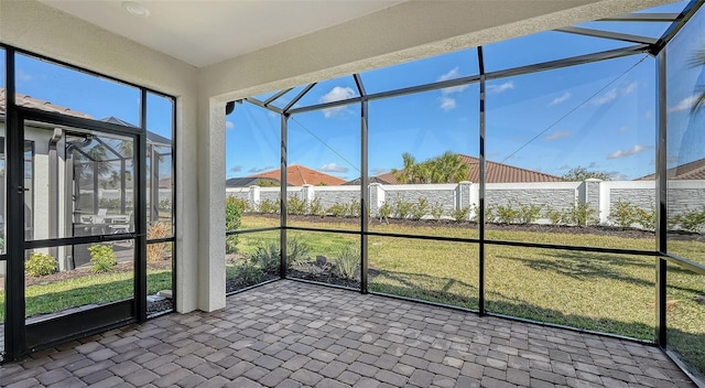 view of unfurnished sunroom