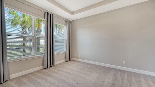 spare room featuring baseboards and light colored carpet