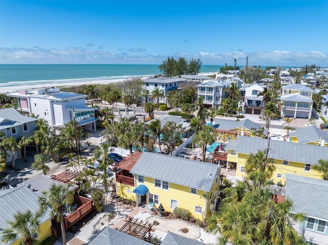 aerial view with a residential view and a water view