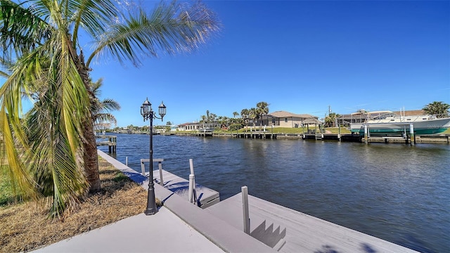 dock area featuring a water view